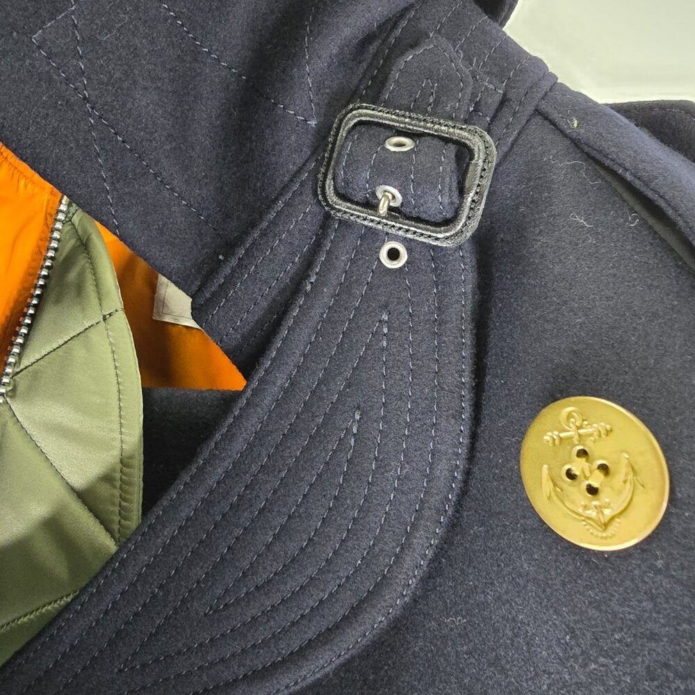 Sacai Wool Melton Mix Jacket 'Navy' SIZE L - Picture 10 of 12